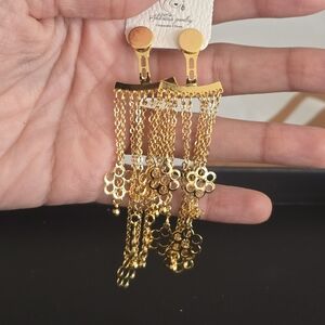 Gold Floral Dangle Earrings
